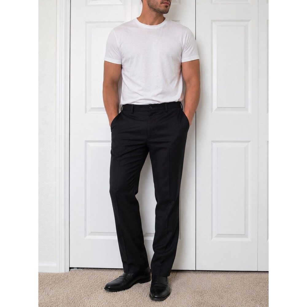 Express Extra Slim Men's Dress Pants Black Wool Blend 32x34